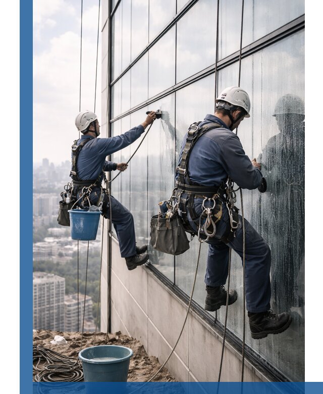 Профессиональная мойка фасадных окон альпинистами в Устях-Куте