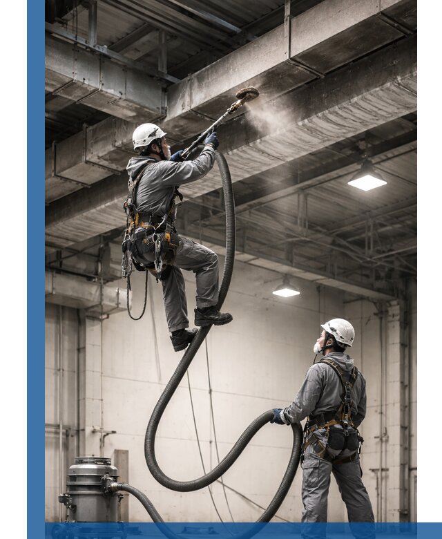 Обеспыливание потолочных конструкций в Устях-Куте промышленным альпинизмом