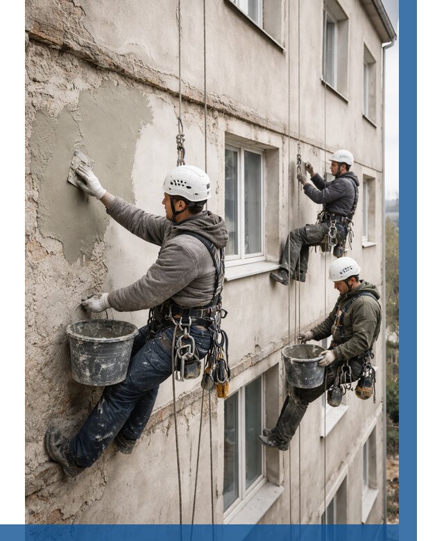 Ремонт штукатурного фасада в Устях-Куте от 772 р. под ключ | ВЫСОТНИК-Утк