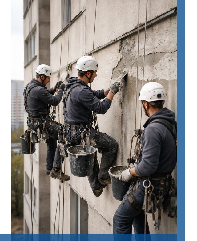 Ремонт бетонных элементов фасада в Устях-Куте от 2574 р. | ВЫСОТНИК-Утк