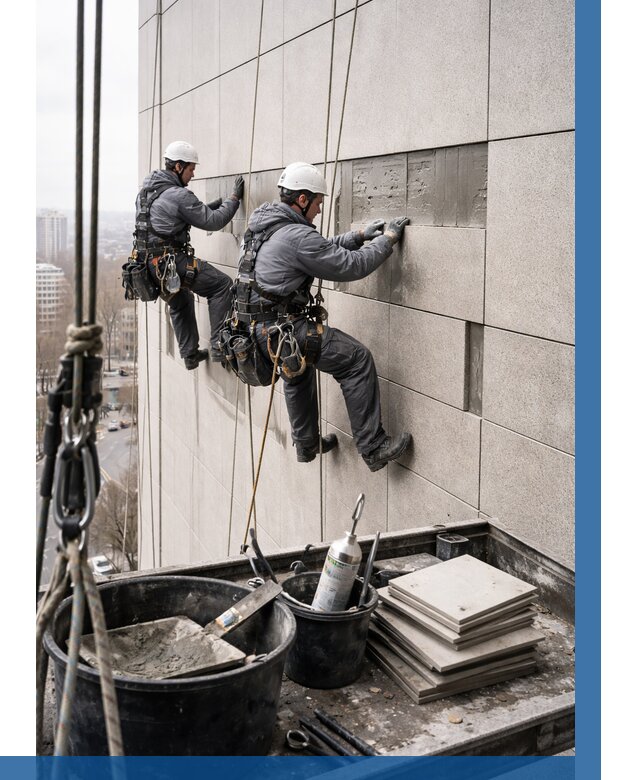 Ремонт фасада из керамогранита в Устях-Куте от 2574 р. | ВЫСОТНИК-Утк