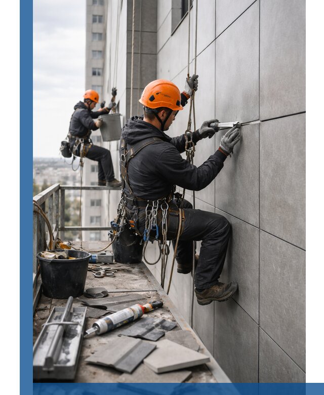 Профессиональный ремонт фасада из керамогранита в Устях-Куте