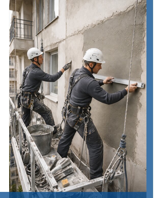 Штукатурка фасада на высоте в Устях-Куте от 927 р. | ВЫСОТНИК-Утк