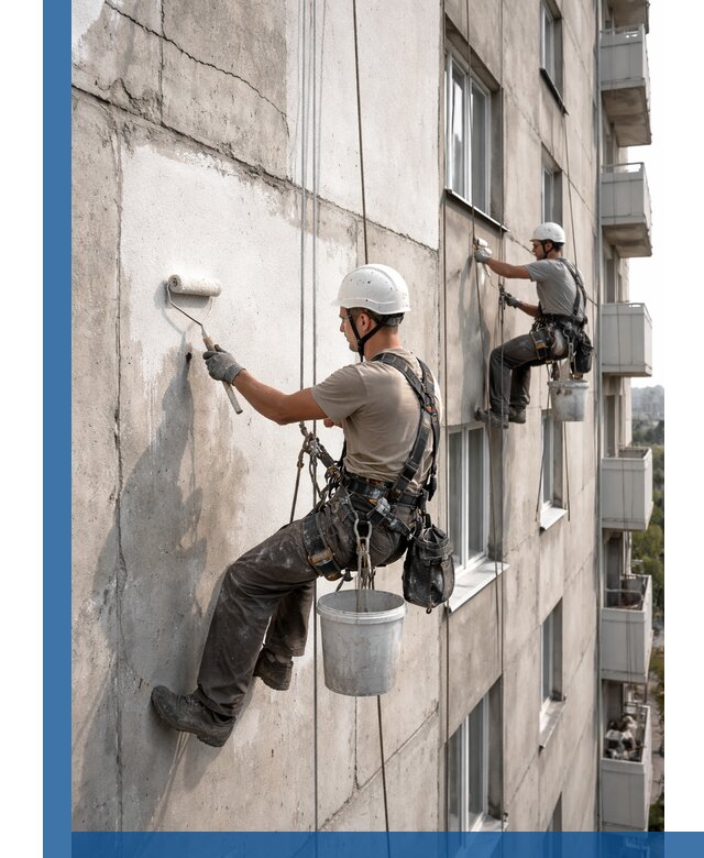 Покраска бетонного фасада в Устях-Куте для жилых и промышленных объектов