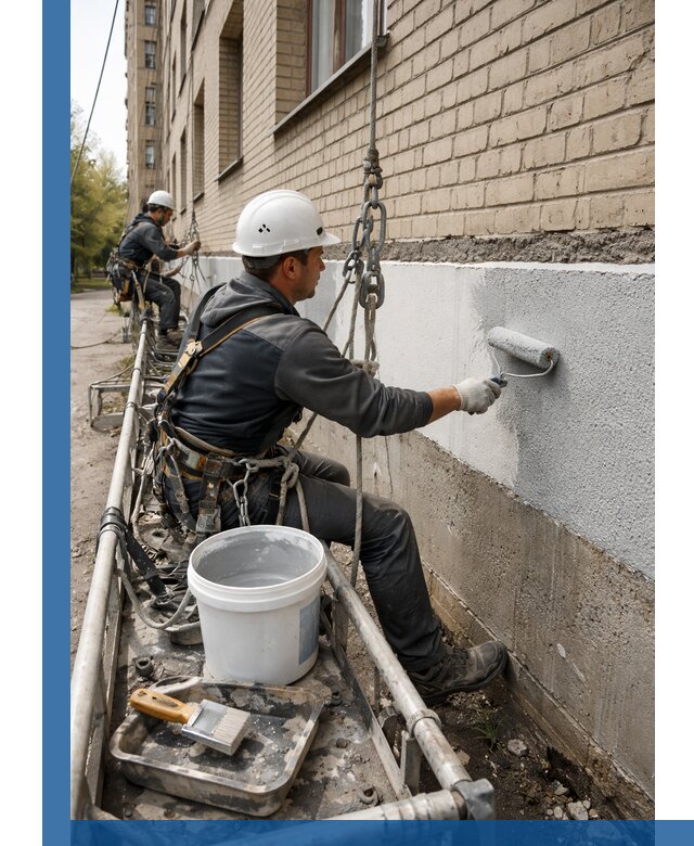 Окраска цоколя здания в Устях-Куте профессионально и надежно