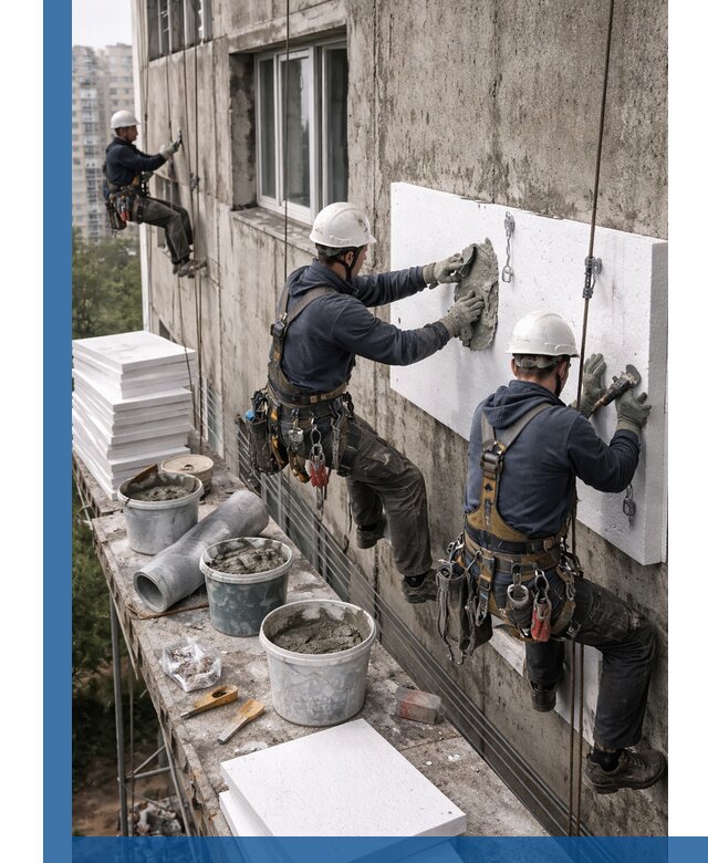 Утепление фасада пенополистиролом в Устях-Куте под ключ