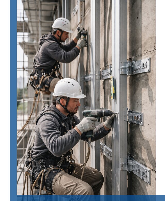 Монтаж и крепление подсистемы вентфасада в Устях-Куте