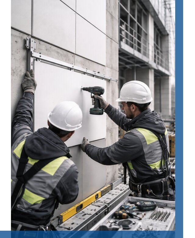 Монтаж композитных панелей фасада в Устях-Куте от 2574 р. | ВЫСОТНИК-Утк