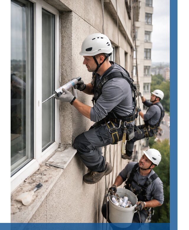 Герметизация оконных швов снаружи в Устях-Куте от 1545 р. | ВЫСОТНИК-Утк