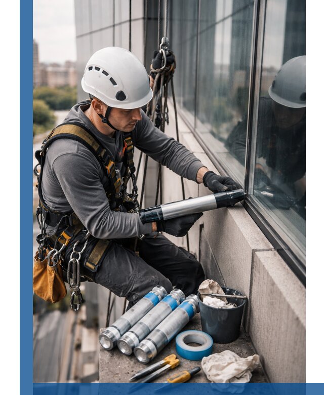 Герметизация стыков витража в Устях-Куте для герметичных фасадов