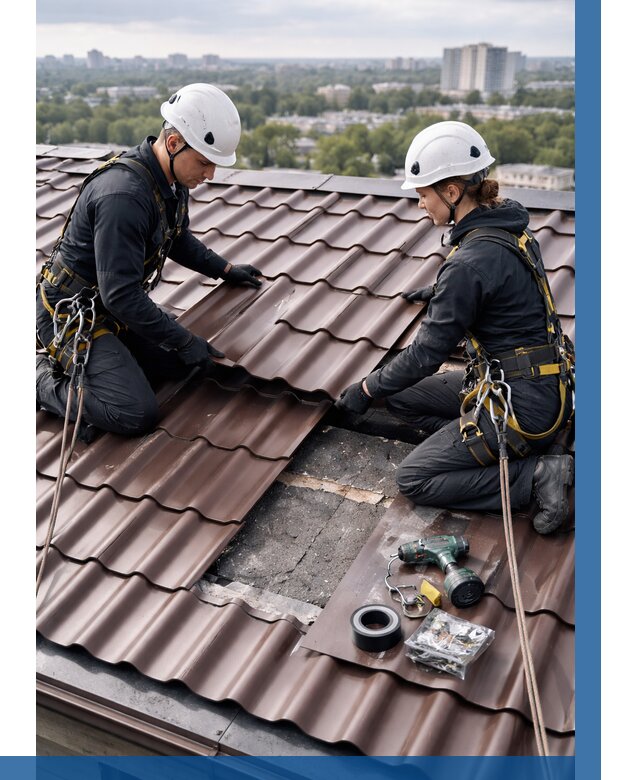 Ремонт металлочерепицы на крыше в Устях-Куте от 927 р. | ВЫСОТНИК-Утк