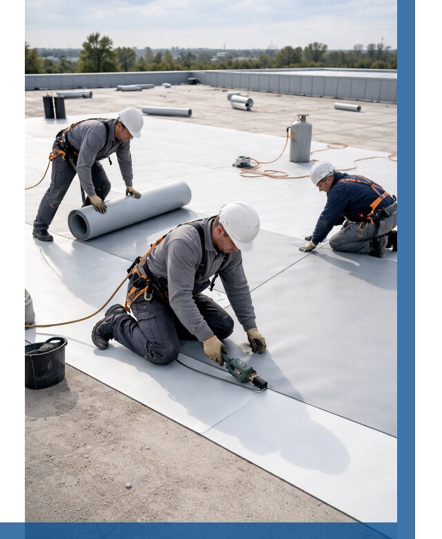 Монтаж мембранной кровли под ключ в Устях-Куте от 1236 р. | ВЫСОТНИК-Утк