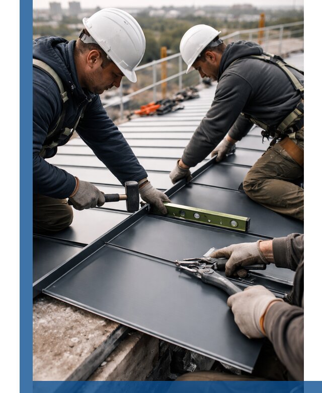 Монтаж фальцевой кровли в Устях-Куте для промышленных зданий