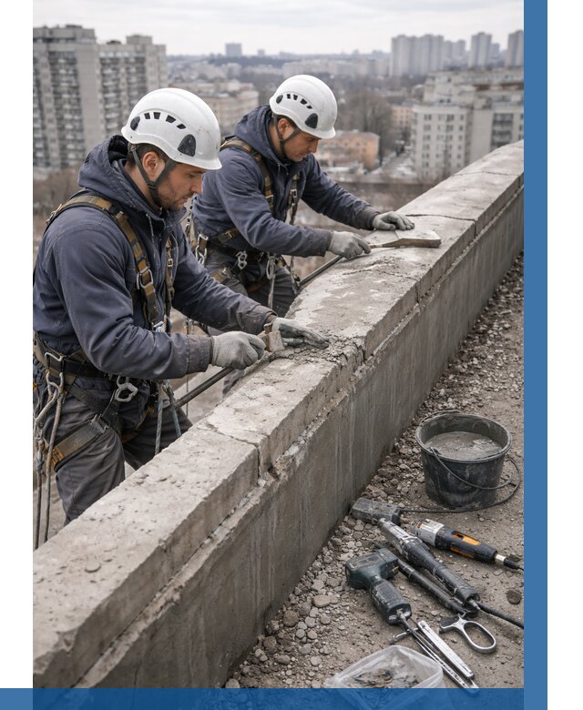 Ремонт парапета на кровле в Устях-Куте от 1545 р. | ВЫСОТНИК-Утк