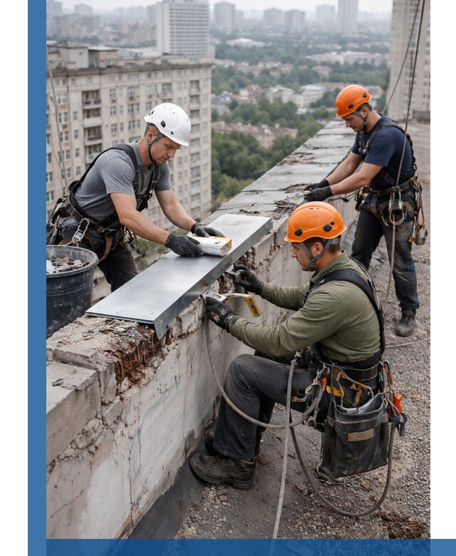 Ремонт парапета на кровле в Устях-Куте, высотные работы с гарантией