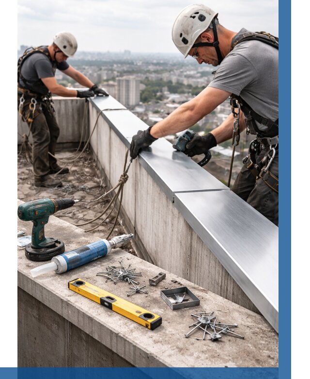 Монтаж парапетных крышек в Устях-Куте от 824 р. | ВЫСОТНИК-Утк