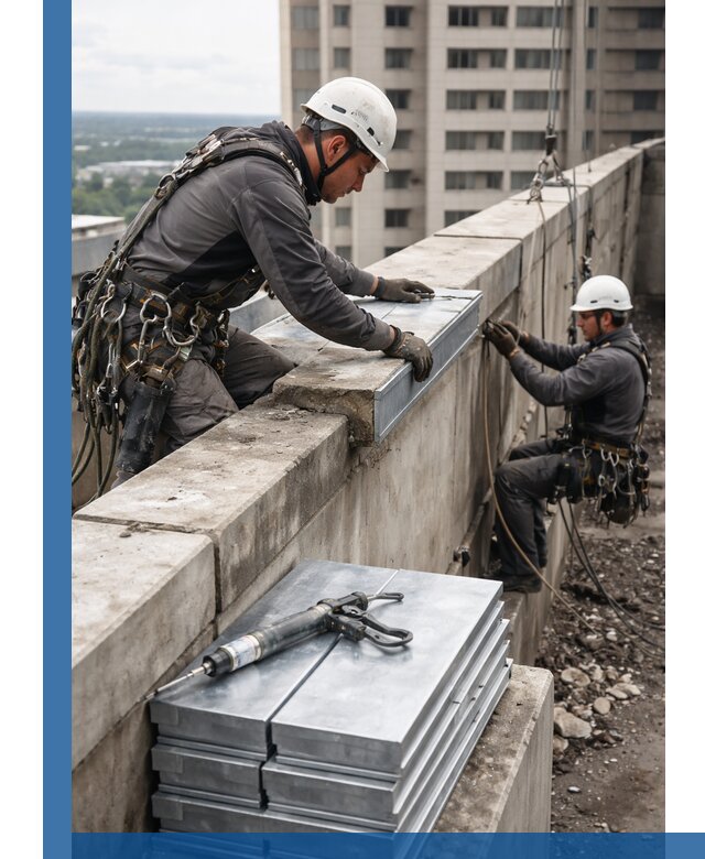 Замена парапетных крышек и установка новых в Устях-Куте