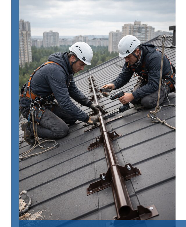 Монтаж снегозадержателей на кровле зданий в Устях-Куте под ключ