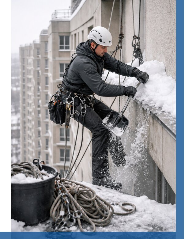 Очистка карнизов от снега в Устях-Куте от 309 р. | ВЫСОТНИК-Утк