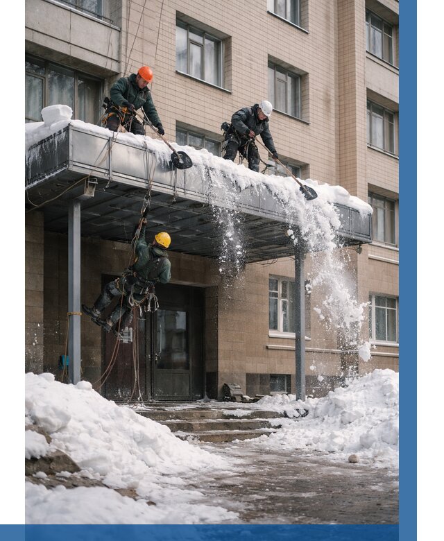 Очистка козырьков от снега в Устях-Куте от 3604 р. | ВЫСОТНИК-Утк