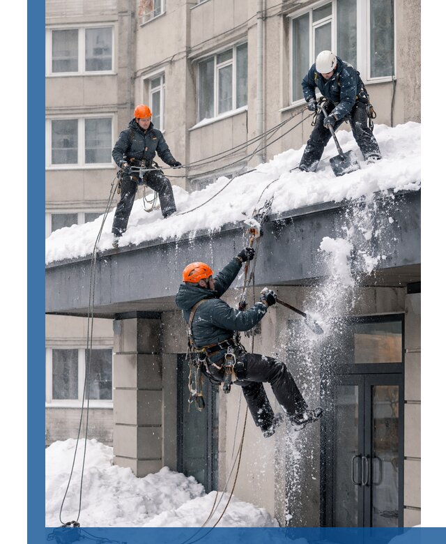 Безопасная очистка навесов от снега в Устях-Куте круглогодично