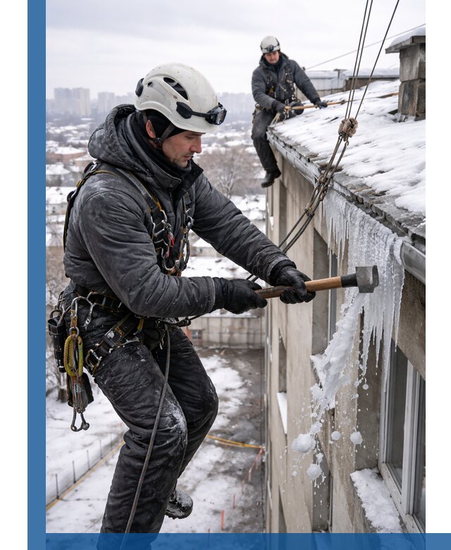 Сбивание и удаление сосулек с крыши в Устях-Куте безопасно