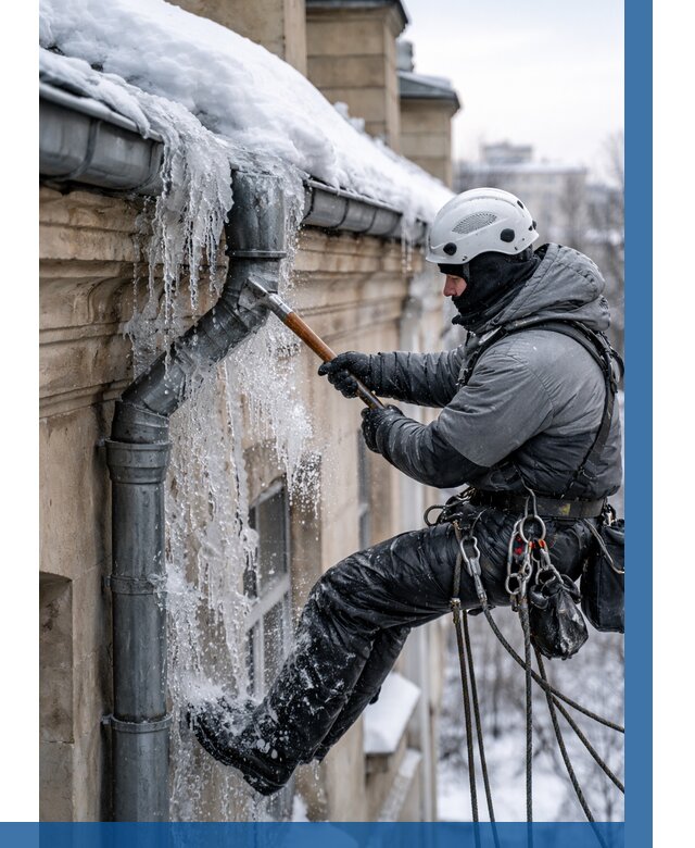 Очистка водостоков от льда в Устях-Куте от 3604 р. | ВЫСОТНИК-Утк