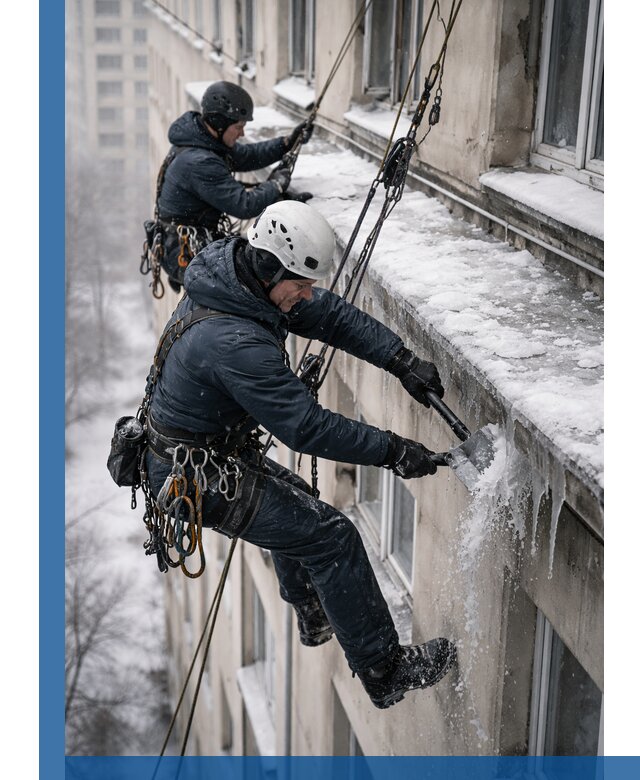 Удаление наледи и сосулек с карнизов в Устях-Куте профессионально