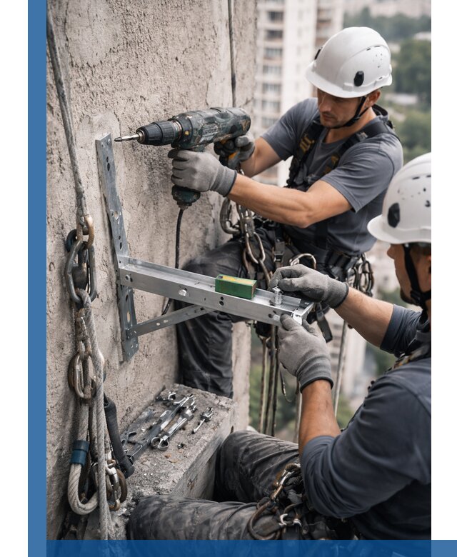 Установка кронштейнов кондиционера и крепежа в Устях-Куте