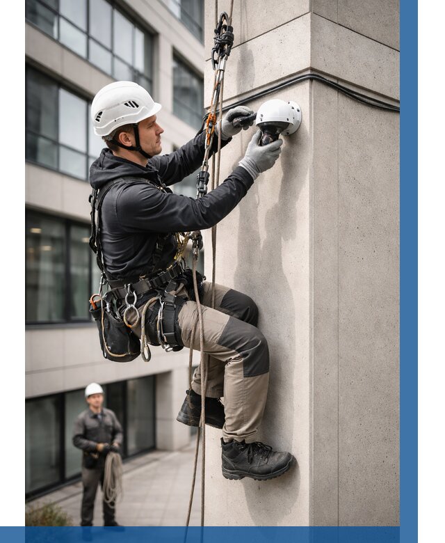 Монтаж камер видеонаблюдения на фасаде в Устях-Куте от 8752 р.-ВЫСОТНИК-Утк