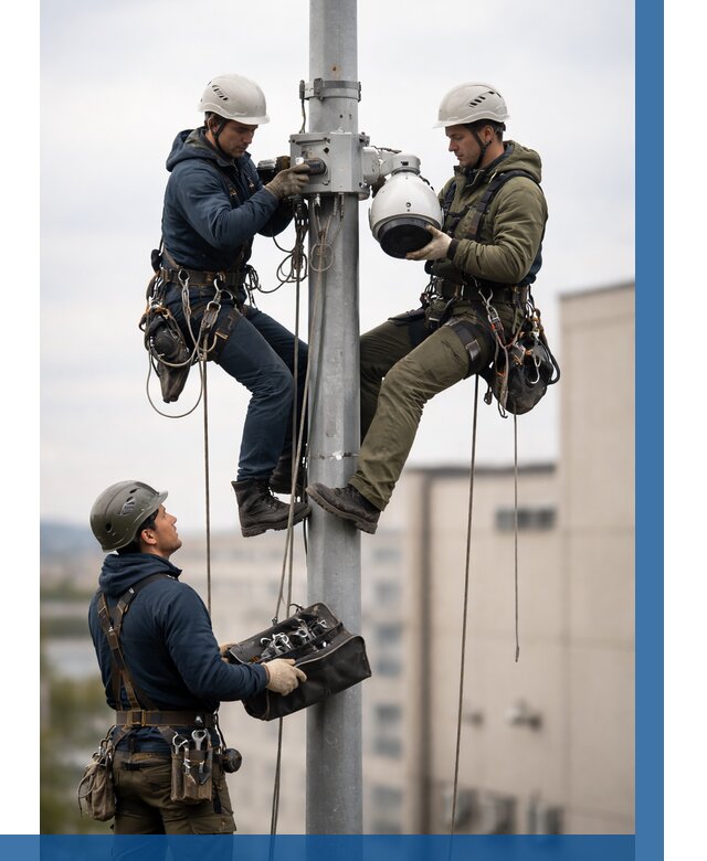 Установка видеокамер на мачте в Устях-Куте от 8752 р. | ВЫСОТНИК-Утк