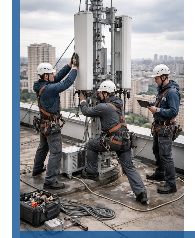 Монтаж антенн связи на крыше в Устях-Куте с вводом в эксплуатацию