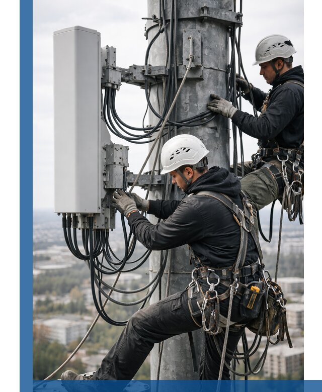 Монтаж оборудования связи на мачте в Устях-Куте с пусконаладкой