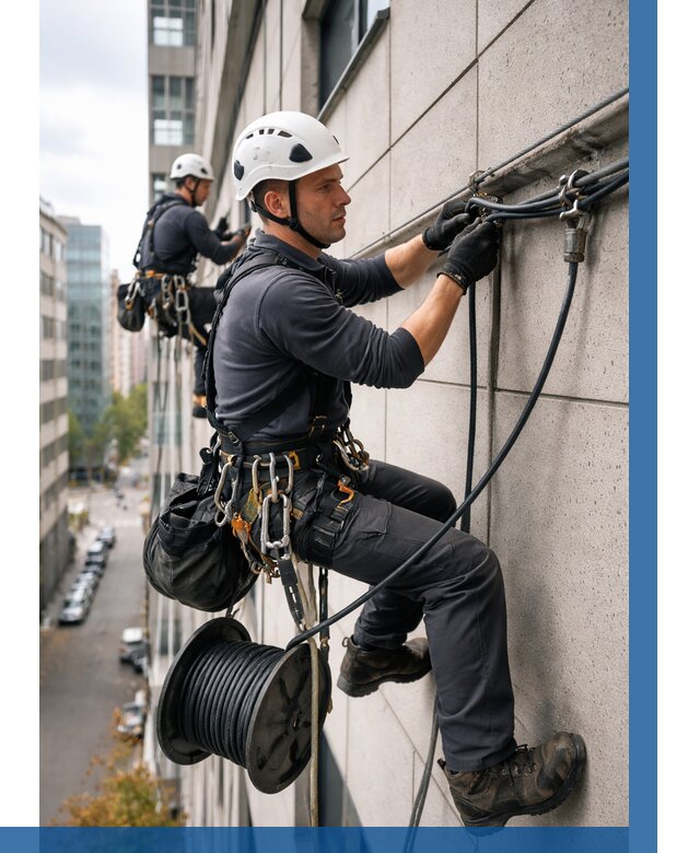 Прокладка кабеля по фасаду в Устях-Куте от 360 р. | ВЫСОТНИК-Утк