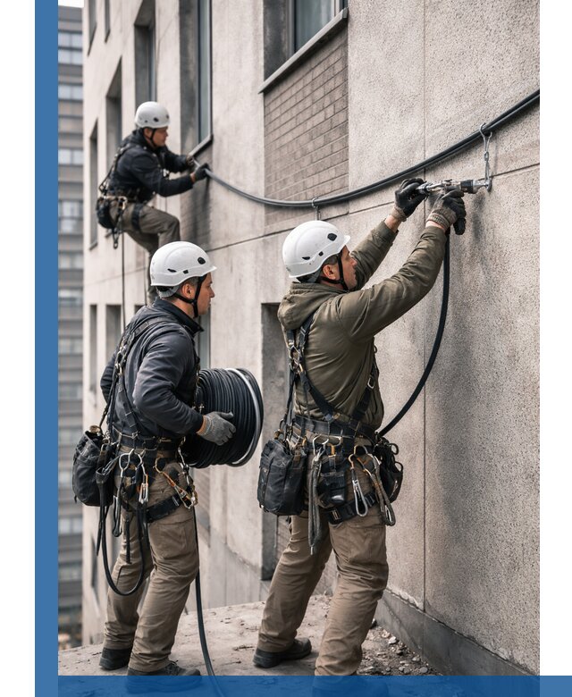 Прокладка кабеля по фасаду в Устях-Куте, профессиональный монтаж