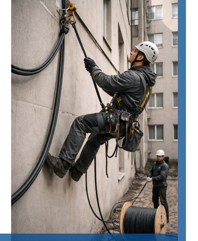 Протяжка кабеля питания на высоте в Устях-Куте от 463 р. | ВЫСОТНИК-Утк