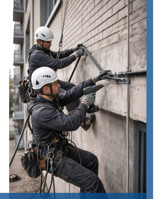 Крепление кабеля на фасаде в Устях-Куте от 360 р. | ВЫСОТНИК-Утк