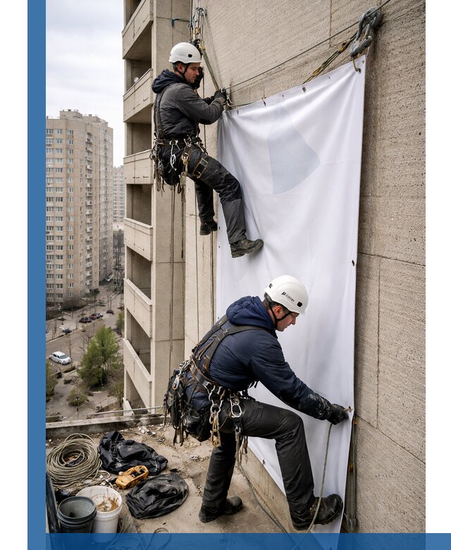 Профессиональный монтаж баннеров на фасаде в Устях-Куте