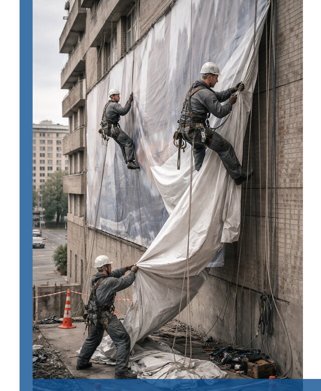 Демонтаж баннеров с фасада в Устях-Куте оперативно и безопасно
