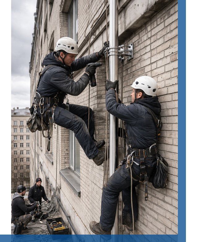 Монтаж флагштока на здании в Устях-Куте от 6693 р. | ВЫСОТНИК-Утк