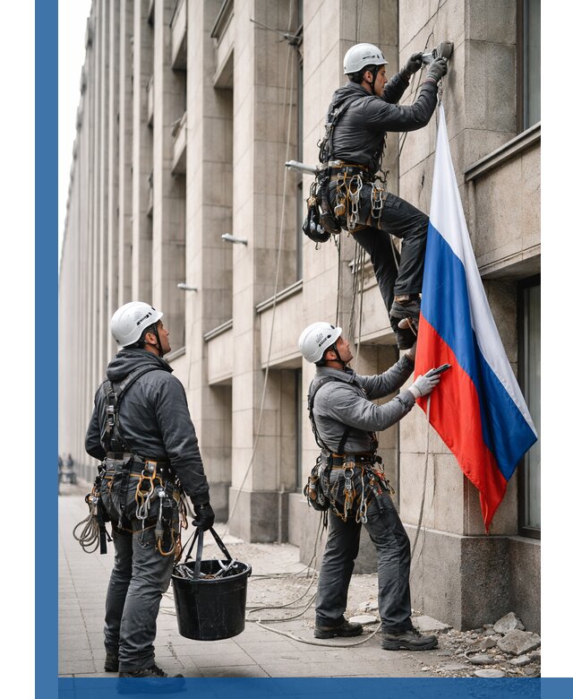 Профессиональная установка флагов на фасаде в Устях-Куте