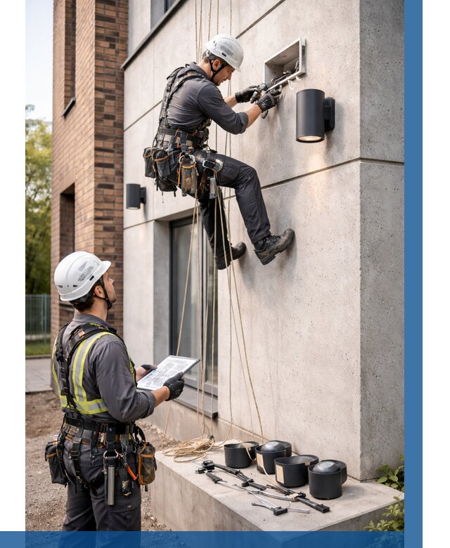 Монтаж фасадного освещения в Устях-Куте от 2574 р. | ВЫСОТНИК-Утк