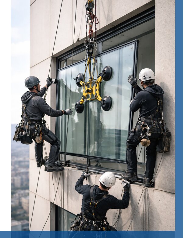 Монтаж стеклопакетов на высоте в Устях-Куте от 3295 р. | ВЫСОТНИК-Утк