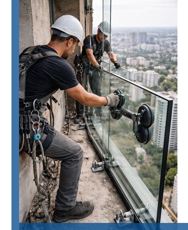 Монтаж стеклянных ограждений под ключ с гарантией в Устях-Куте