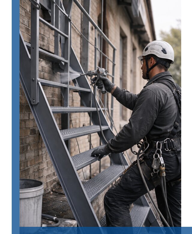 Покраска и антикоррозионная защита пожарных лестниц в Устях-Куте