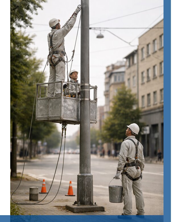 Покраска опор освещения в Устях-Куте от 5149 р. | ВЫСОТНИК-Утк
