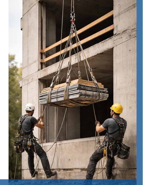 Подъем материала на этаж веревками в Устях-Куте от 1545 р. | ВЫСОТНИК-Утк