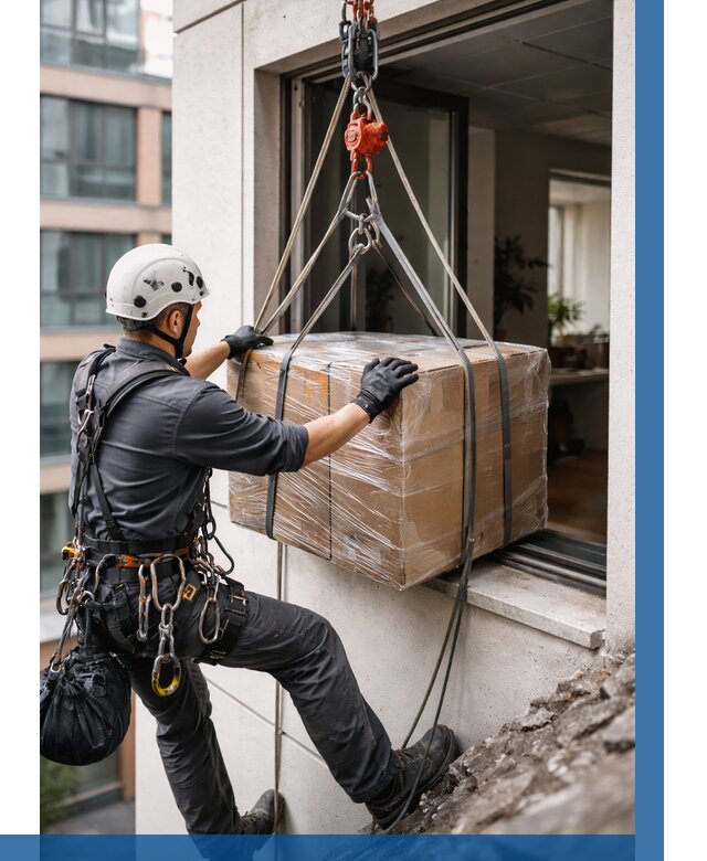 Подъем груза через окно в Устях-Куте от 4634 р. | ВЫСОТНИК-Утк