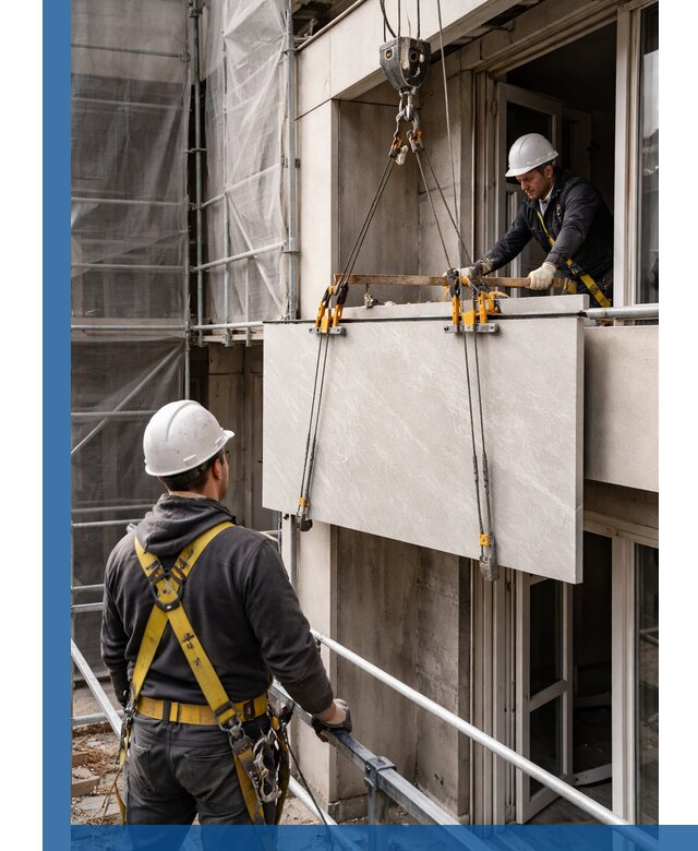 Подъем керамогранита на этаж в Устях-Куте грузчиками и техникой