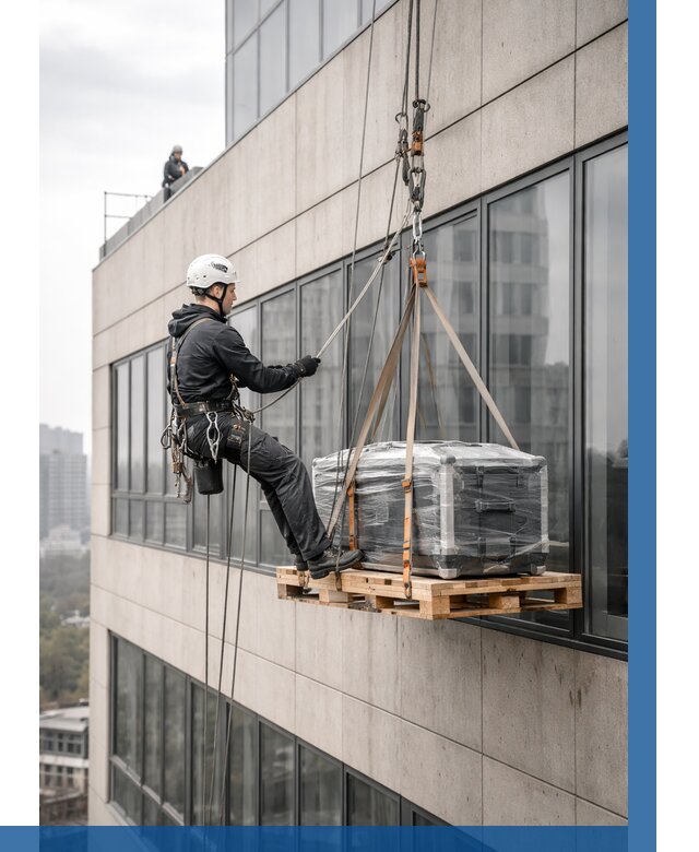 Спуск груза по фасаду в Устях-Куте от 3604 р. | ВЫСОТНИК-Утк